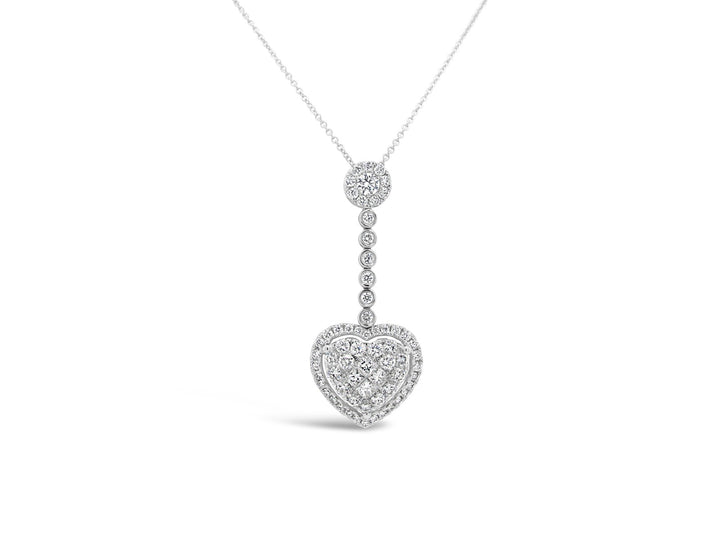 Halo Heart Drop Pendant - Elgrissy Diamonds