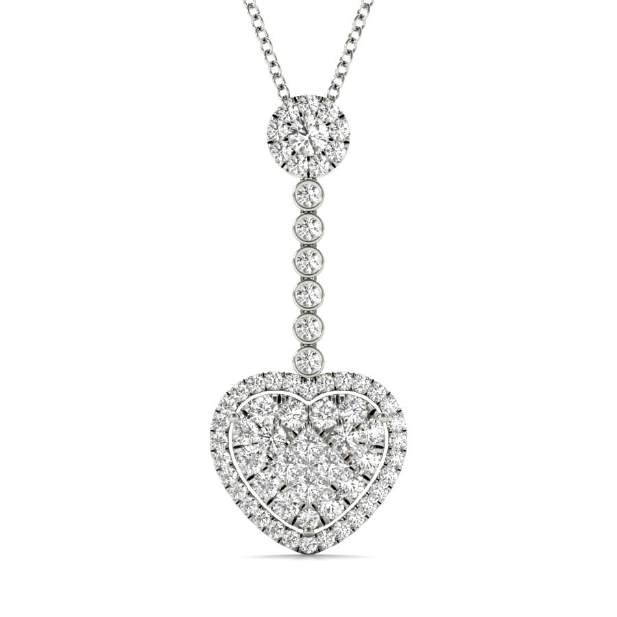 Dangling Halo Hear Illusion Pendant Necklace - Elgrissy Diamonds