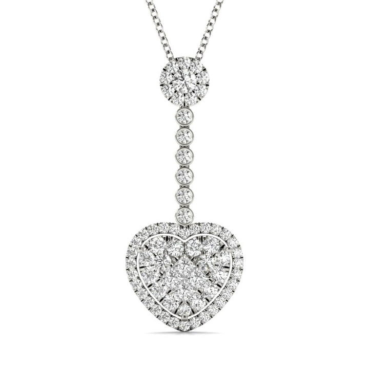 Dangling Halo Hear Illusion Pendant Necklace - Elgrissy Diamonds