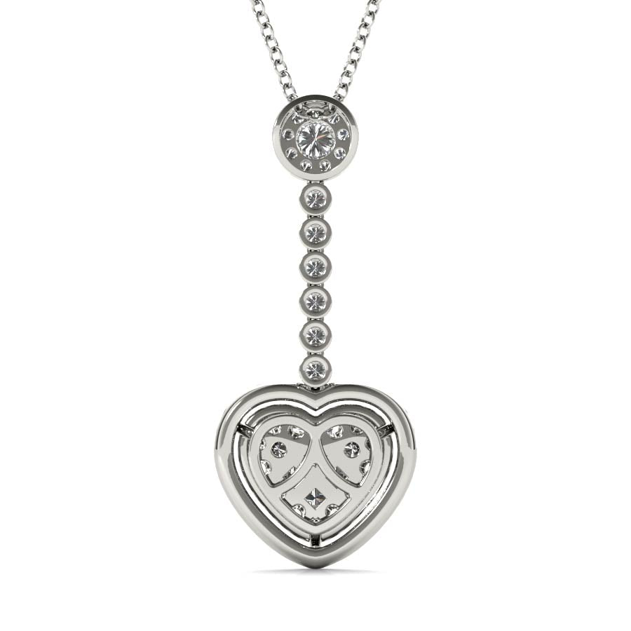 Dangling Halo Hear Illusion Pendant Necklace - Elgrissy Diamonds