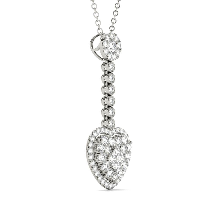 Dangling Halo Hear Illusion Pendant Necklace - Elgrissy Diamonds