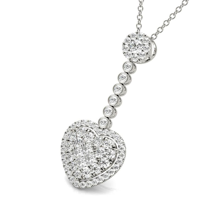 Dangling Halo Hear Illusion Pendant Necklace - Elgrissy Diamonds