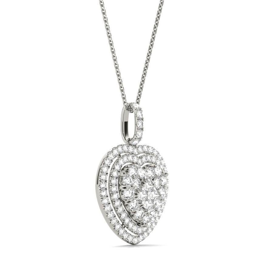 Illusion Hear Double Halo Pendant Necklace - Elgrissy Diamonds