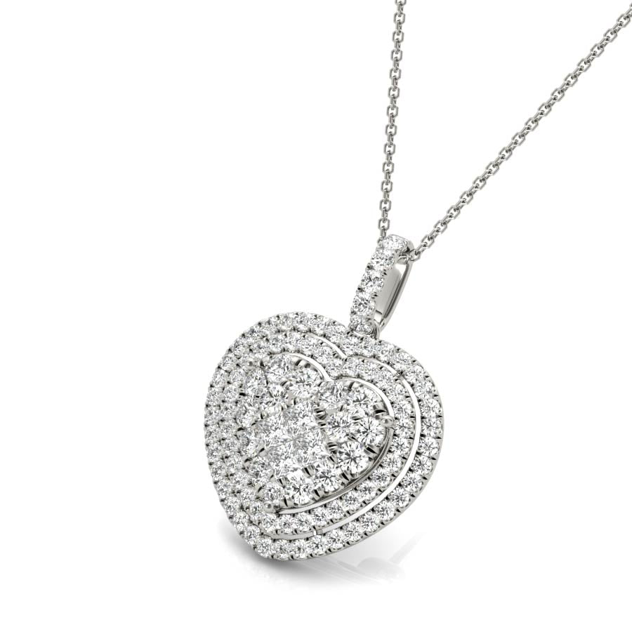 Illusion Hear Double Halo Pendant Necklace - Elgrissy Diamonds